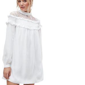 White ruffle dress with lace accent size 12 tall plus size. So cute for summer